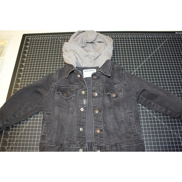 Old Navy/ Jacket with hood/(Size 3T) Black Demin with sweatshirt hoodie - Picture 1 of 16
